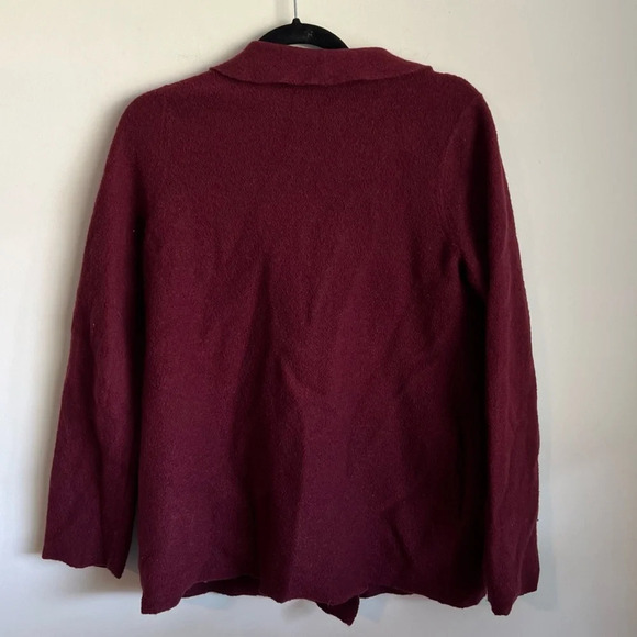 Chico’s Red Wine Boiled Wool Zip Up Moto Jacket Sweater size 0 - Picture 7 of 9
